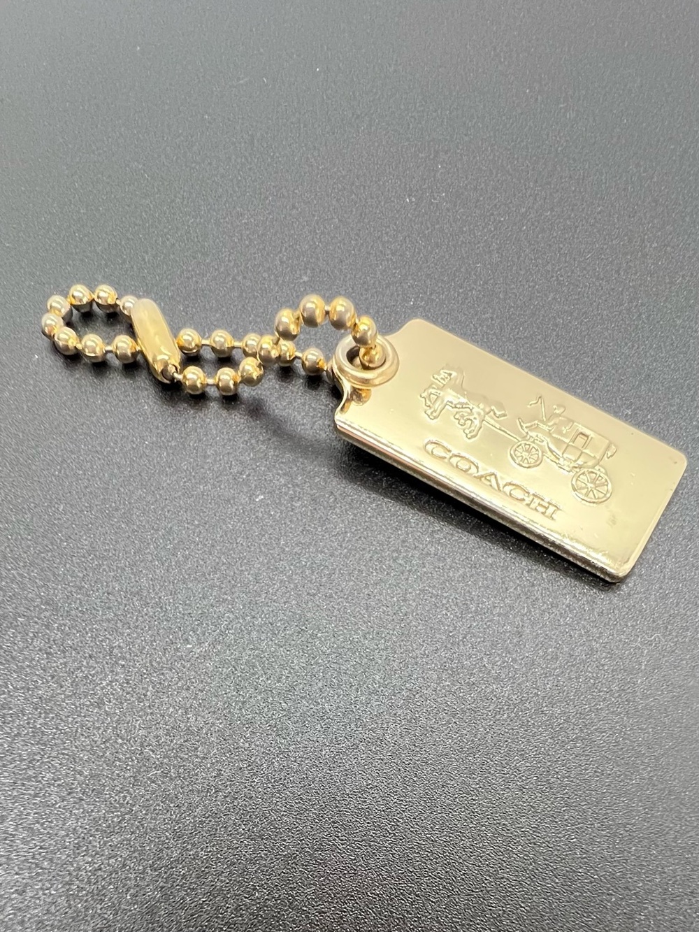 Coach Mini Gold Tone Hangtag Key Fob Purse Charm Horse Carriage